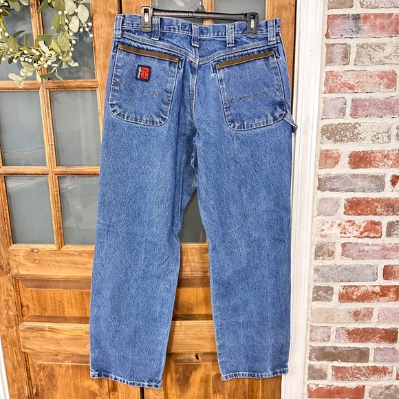 Wrangler Riggs Workwear‎ Men Jeans 35x32 Blue Denim Carpenter Utility READ - Picture 2 of 10